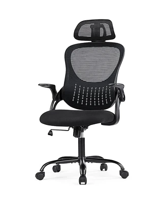 Simplie Fun Premium Ergonomic Office Chair with Adjustable Headrest, Flip-up Arms