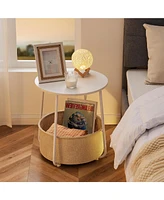 Streamdale Furniture Elegant Round End Table with Practical Linen Basket Storage