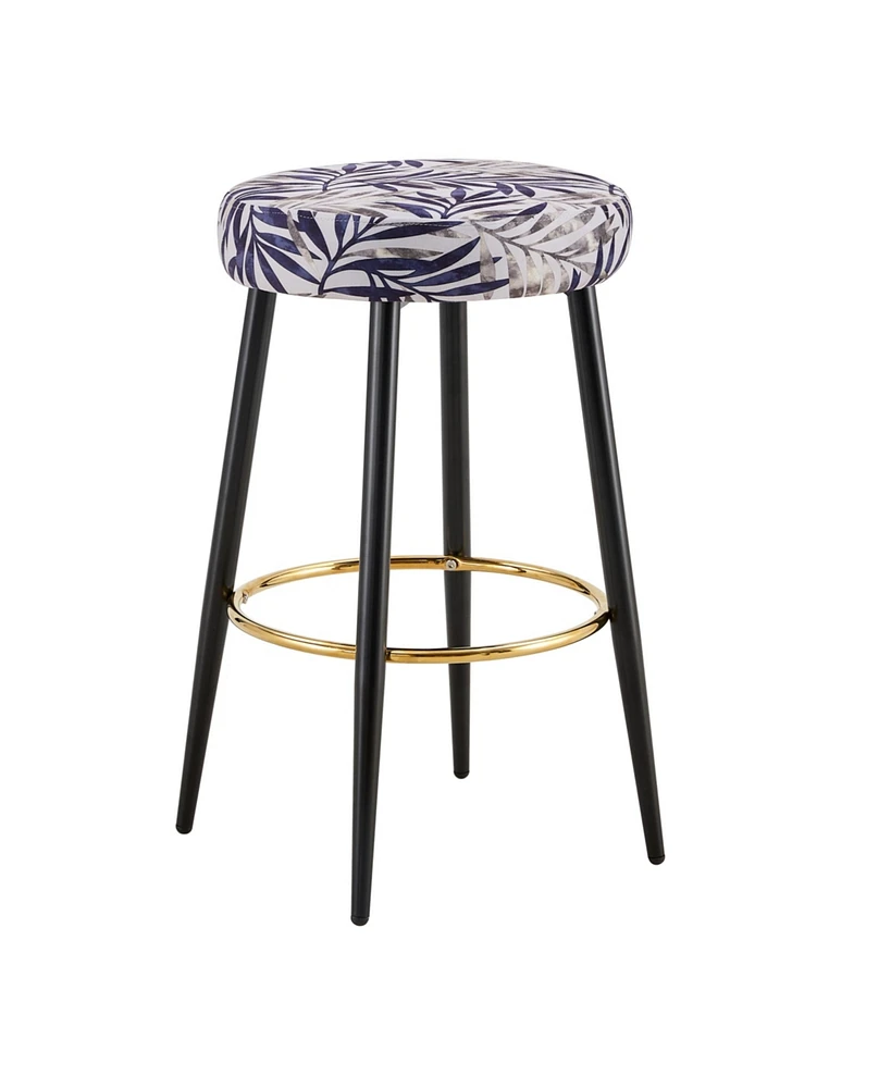 Simplie Fun Minimalist Bar Stool with Golden Footrest & Comfortable Upholstery