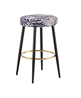 Simplie Fun Minimalist Bar Stool with Golden Footrest & Comfortable Upholstery