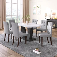 Simplie Fun Gray Linen Tufted Dining Chairs (Set of 6)