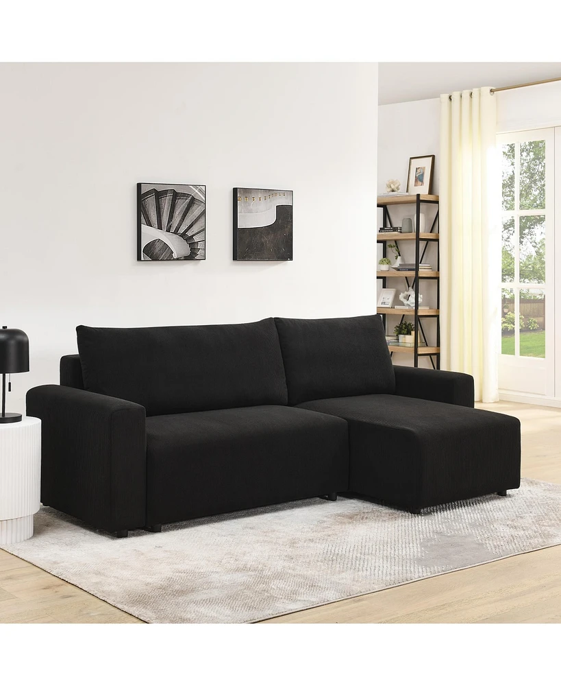 Simplie Fun Modular Corduroy 3-Seater Sofa Bed with Storage