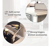 Mirrored Vanity Desk Set with Mirror, Drawers & Stool