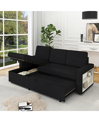 Streamdale Furniture 85.8" Pull Out Sleeper Sofa with Storage & Usb Port