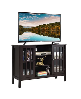 Gymax Wood Tv Stand Entertainment Media Center Console for Tv up to 50'' Brown