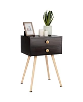 Sugift Midcentury Modern Bedside Table with 2 Drawers