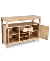 Sugift Server Buffet Sideboard With Wine Rack and Open Shelf