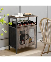 Sugift Industrial Sideboard Buffet Cabinet with Removable Wine Rack