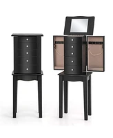 Sugift Jewelry Armoire with Top Flip Mirror and 4 Drawers