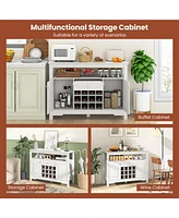 Givimo Buffet Sideboard Wine Liquor Coffee Bar Cabinet with Removable Wine Rack
