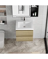 24" Floating Bathroom Vanity with Resin Sink and Soft-Close Drawers