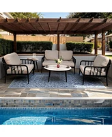 Streamdale Furniture Modern 5PC Aluminum Patio Conversation Set with Sunbrella Cushions