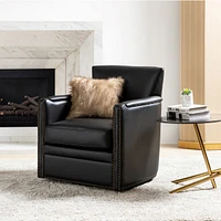 Hulala Home Pascual Contemporary 29'' Wide Genuine Leather Swivel Chair