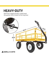 Gorilla Carts Steel Utility Cart, 7 Cu Ft Garden Wagon w/Removable Sides, Yellow