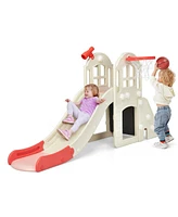Skonyon 6-in-1 Toddler Climber Slide Playset with Basketball Hoop