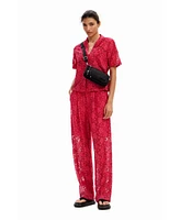 Desigual Women's Tailored floral lace trousers