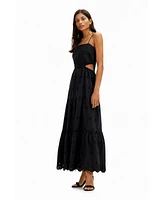 Desigual Women's Long embroidered cut-out dress