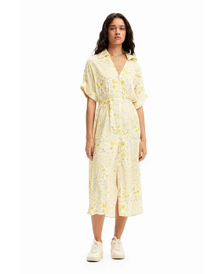 Desigual Women's Floral midi shirt dress