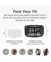 Iris Dog Playpen - Pet Exercise Pen with Door - 4 to 8 Panel Sizes, White