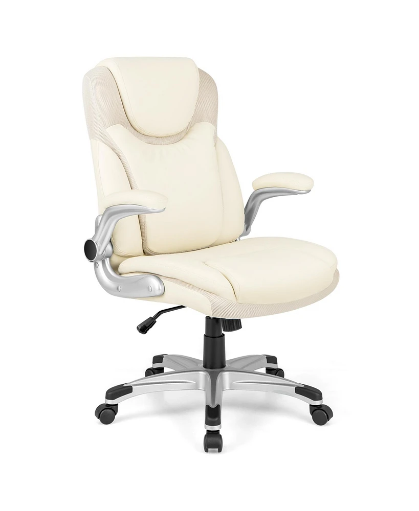 Skonyon Ergonomic Office Pu Leather Executive Chair with Flip-up Armrests and Rocking Function