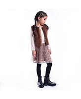 Imoga Collection Big Girls Eva FW23 Oak Faux Fur Vest