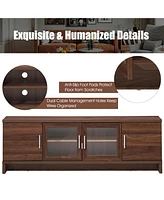 Gymax Tv Stand Media Entertainment Center for Tv's up to 70'' w/ Storage Cabinet Walnut