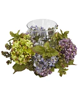 Slickblue Mixed Hydrangea Candelabrum - Elegant Floral Candle Holder