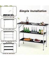 Sugift Folding Camping Table with 2-Tier Open Shelves for Outdoor Bbq