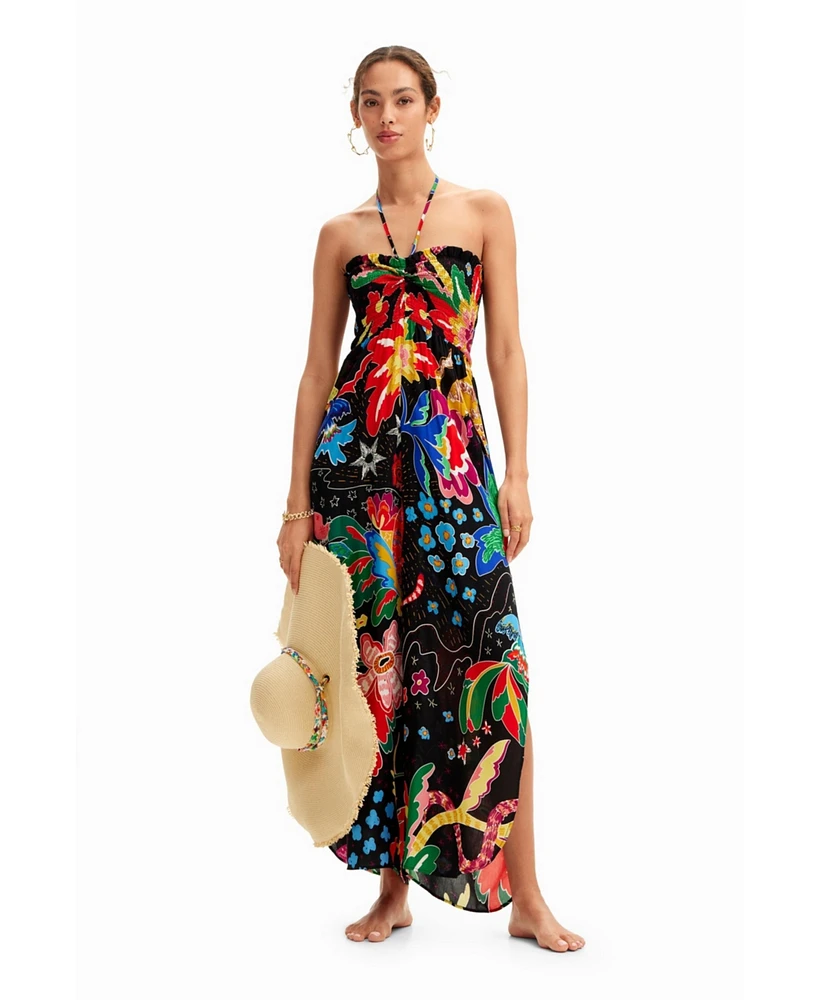 Desigual Women's Jungle design halter neck jumpsuit