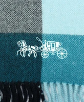 Coach Women's Wool Checkered Fringe-Trim Scarf