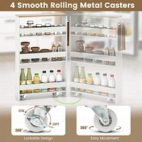 Costway Rolling Kitchen Slim Storage Cart Mobile Shelving Organizer w/ Handle