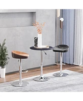 Homcom 25" Round Indoor Home Pub Bar Table Adjustable Bistro Counter Round Swivel Top