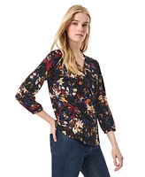 Jones New York Women's Printed Moss Crepe 3/4 Blouson Noodle Top