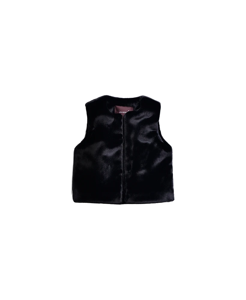 Imoga Collection Little Girls Eva FW23 Black Faux Fur Vest