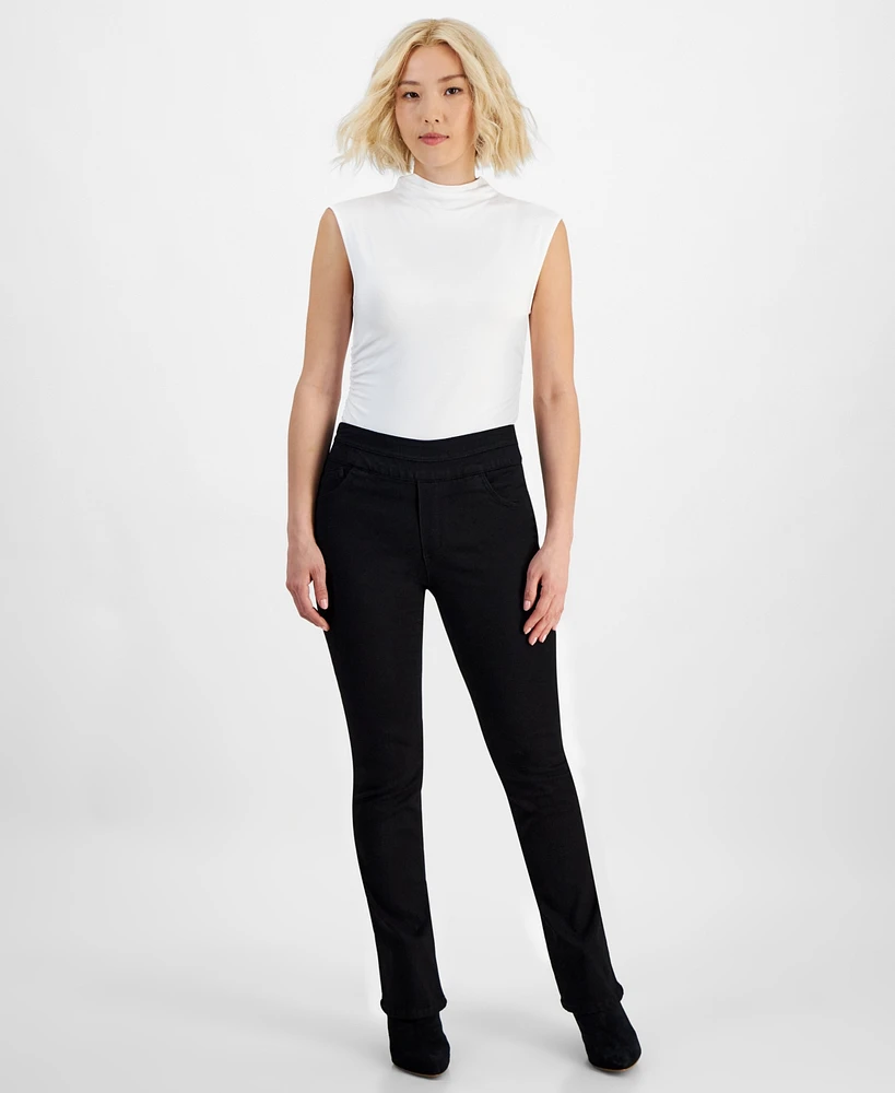 Democracy Petite "Ab"solution Pull-On High-Rise Itty Bitty Bootcut Jeans