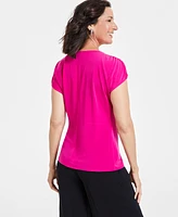 I.n.c. International Concepts Women's Short Sleeve Twist-Front Top, Created for Macy's