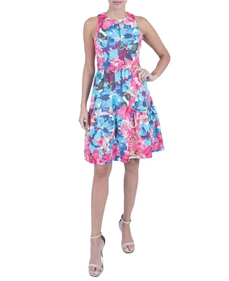 julia jordan Women's Floral-Print Fit & Flare Dress