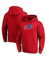 Fanatics Men's Red Buffalo Bills Primary Logo Fitted Pullover Hoodie