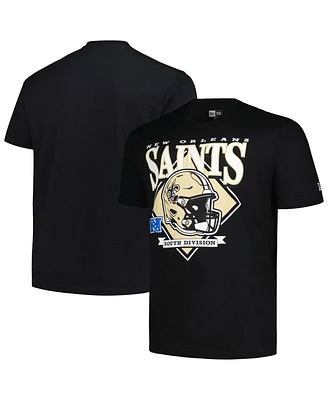 New Era Men's Black Orleans Saints Big Tall Helmet T-Shirt