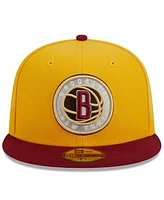 New Era Men's Yellow/Red Brooklyn Nets Fall Leaves 2-Tone 59FIFTY Fitted Hat