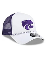 New Era Men's White/Purple Kansas State Wildcats Court Sport Foam A-Frame 9FORTY Adjustable Trucker Hat