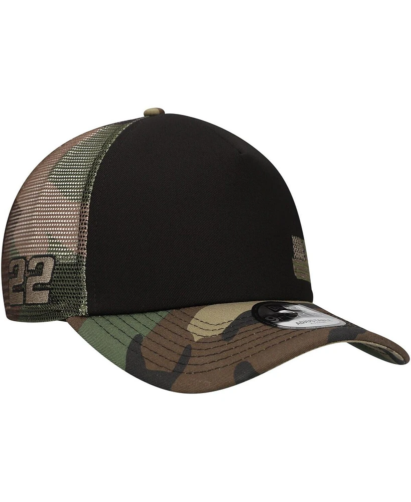 New Era Men's Black/Camo Joey Logano Trucker 9FORTY Adjustable Hat