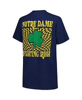 Image One Women's Navy Notre Dame Fighting Irish Comfort Colors Checkered Mascot T-Shirt