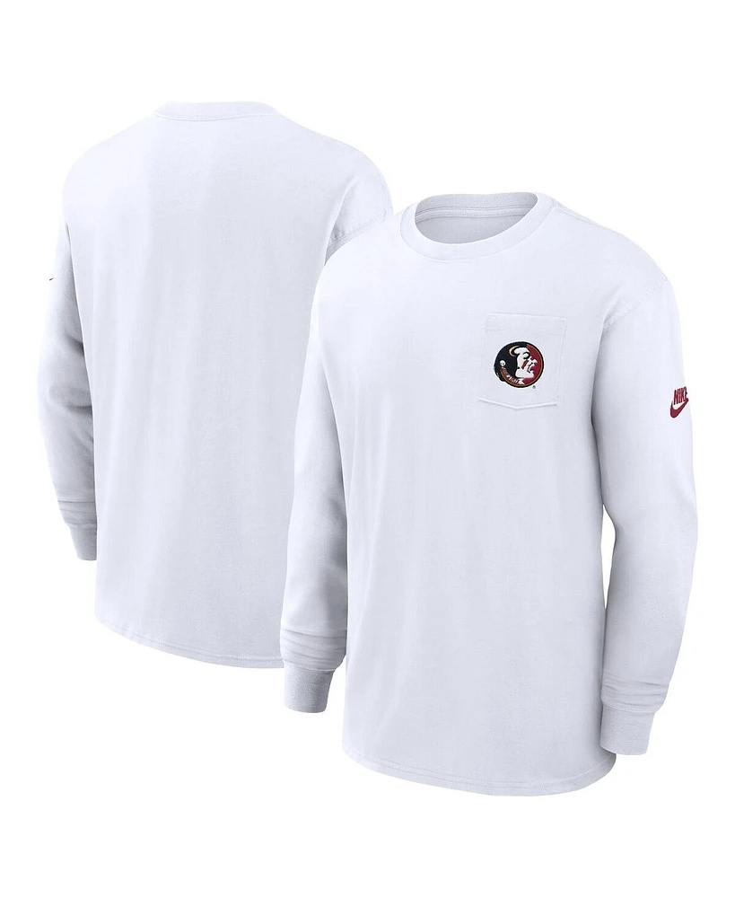 Nike Men's White Florida State Seminoles Legacy Max9 Pocket Long Sleeve T-Shirt