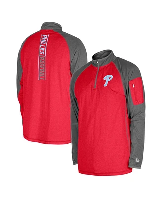 New Era Men's Red Philadelphia Phillies Father's Day Raglan Quarter-Zip Top