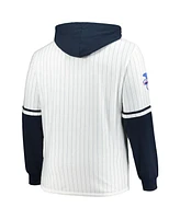 '47 Brand Men's White New York Yankees Big Tall Pinstripe Double Header Collection Pullover Hoodie