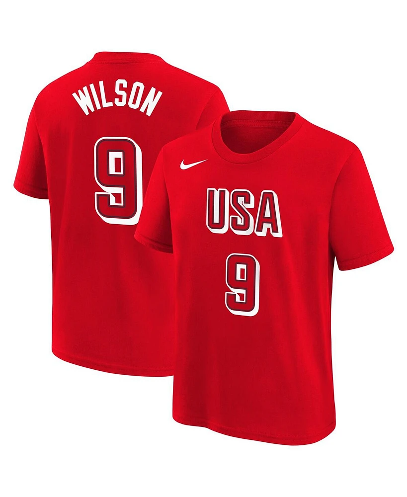 Nike Big Boys and Girls A'ja Wilson Red Usa Basketball 2024 Summer Olympics Name Number T-Shirt