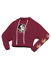 Spirit Jersey Women's Garnet Florida State Seminoles Oversized Cropped Pullover Hoodie