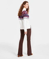 Lucky Brand Womens Fair Isle Sweater Stevie Corduroy Flare Pants