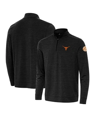 Antigua Men's Heather Black Texas Longhorns Sec Bright Quarter-Zip Pullover Top